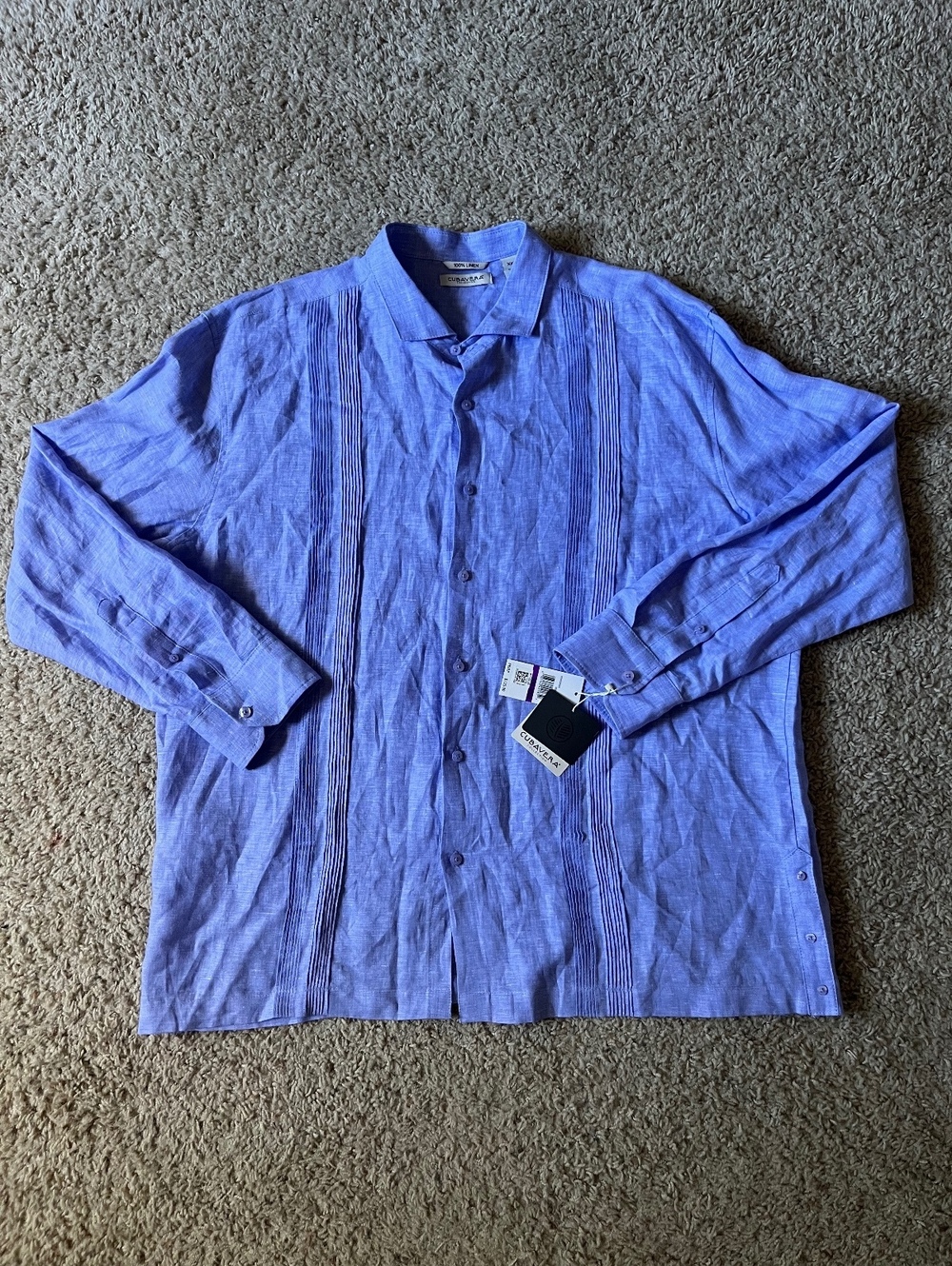 Cubavera Collection Men's 100% Linen Long Sleeve Shirt XXL Mulberry